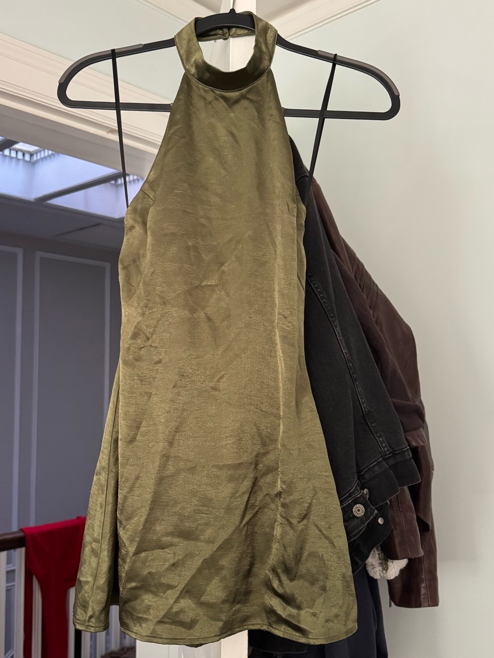 Urban Outfitters Olive Green Halter Mini Dress